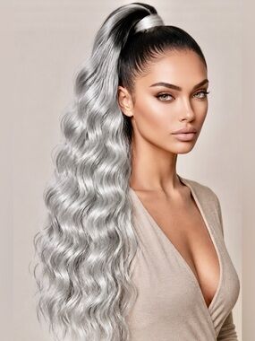 20”, 22”, 24” each 3 bundles Hair extension two tone black and silver human hair